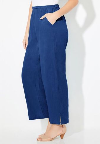 Women's Plus Size Anywear Pucker Cotton Wide Leg Pant in Kuwait