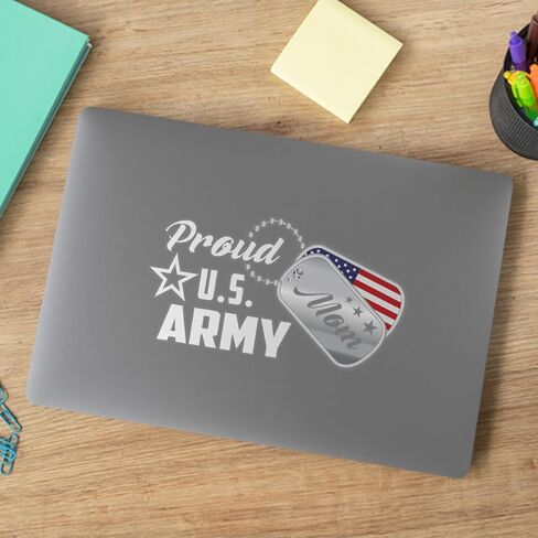 Premium Proure Us Army Mom Car Decal - Date و Fildproof Silver Military Vinyl Sticker للسيارة والشاحنة والنافذة والكمبيوتر المحمول والبهلوان والهاتف - هدية عيد الأم وعيد الأم - متوسطة | 5.8 بوصة in Kuwait