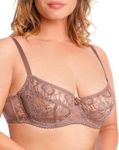 Underwire Sheer Lace Bra Plus Size Lingerie Comfort Fit 32 34 36 38 40 42 B C D E F G H I in Saudi Arabia
