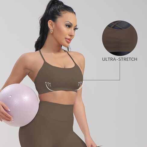 Women's Sports Bras Adjustable Cross Sports Bra Removable Padding Strappy Athletic Crop Tops for Yoga Gym Running in Saudi Arabia