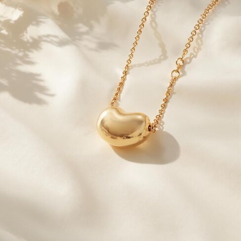 18K Gold Plated Adjustable Bean Pendant Necklace for Women | Trendy Minimalist Gold Jewelry Gift | Hypoallergenic & Lead-Free in Saudi Arabia
