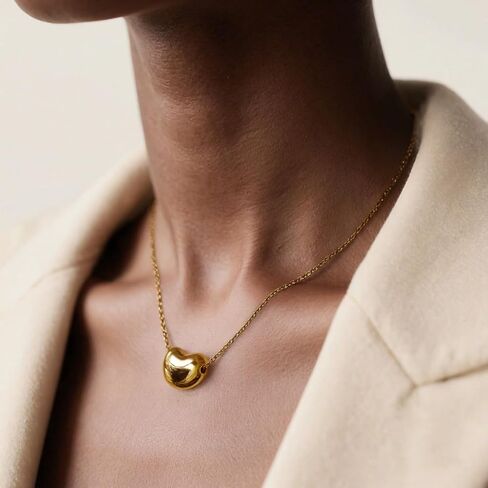 18K Gold Plated Adjustable Bean Pendant Necklace for Women | Trendy Minimalist Gold Jewelry Gift | Hypoallergenic & Lead-Free in Saudi Arabia