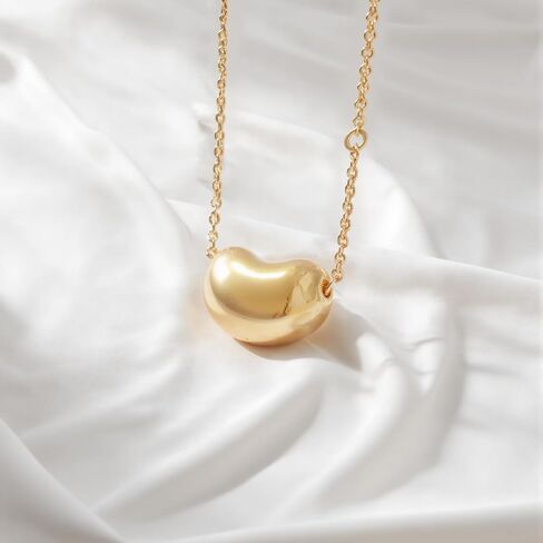 18K Gold Plated Adjustable Bean Pendant Necklace for Women | Trendy Minimalist Gold Jewelry Gift | Hypoallergenic & Lead-Free in Saudi Arabia
