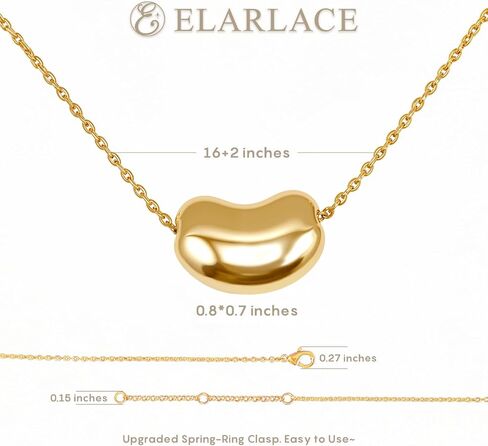 18K Gold Plated Adjustable Bean Pendant Necklace for Women | Trendy Minimalist Gold Jewelry Gift | Hypoallergenic & Lead-Free in Saudi Arabia