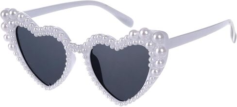 White Heart Shaped Pearl Bride Sunglasses for Women Wedding, Bachelorette Party Sunnies, Engagement Decorations in Saudi Arabia