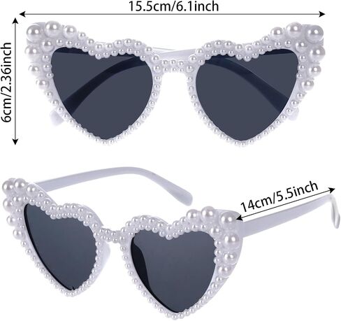 White Heart Shaped Pearl Bride Sunglasses for Women Wedding, Bachelorette Party Sunnies, Engagement Decorations in Saudi Arabia
