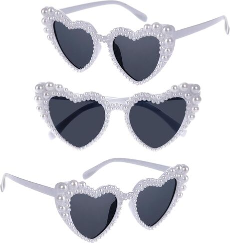 White Heart Shaped Pearl Bride Sunglasses for Women Wedding, Bachelorette Party Sunnies, Engagement Decorations in Saudi Arabia