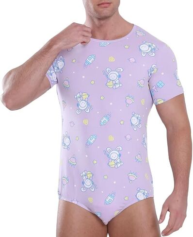 الرجال القصيرة الأكمام bodysuit بيجاما الباندا طباعة bodysuit قطعة واحدة بيجاماس رومبيز الأساسي in Kuwait