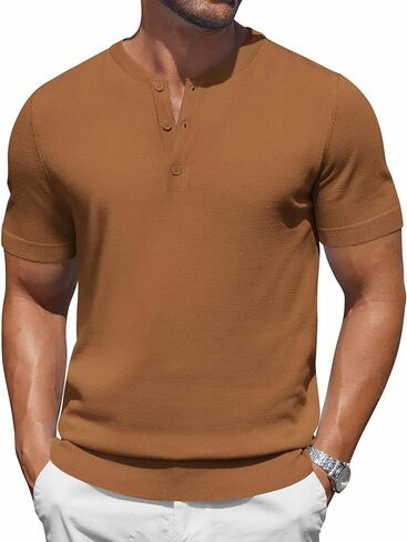 COOFANDY Men's Knit Henley Shirts Short Sleeve Casual Basic Tee Summer Button Soild T Shirts in Kuwait