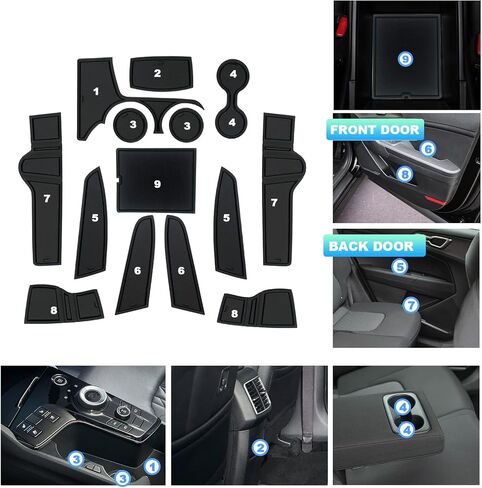 CDEFG Custom Fit for 2023 2024 K*ia Sportage NQ5 Cup Door Slot Mat Center Console Pocket Liner Mats 5th Generation Sportage Accessories Console Cup Holder Inserts Coaster Anti Slip Rubber Mats, 14PCS in Saudi Arabia