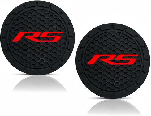 2Pcs RS Car Cup Holder Coasters Stylish Non-Slip Car Coasters 2.75 Inch Compatible with Equinox Malibu Camaro Traverse Blazer Cruze Trailblazer Trax Sonic Spark Interior Accessories (RED) in Saudi Arabia