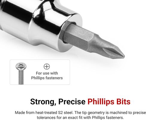 TEKTON 3/8 Inch Drive Phillips/Slotted Bit Socket Set with Rail, 8-Piece (#1-#4, 3/16-3/8 in.) | SHB91109 in Saudi Arabia