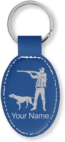 سلسلة مفاتيح Lasergram Oval ، صياد مع كلب ، نقش شخصي in Kuwait