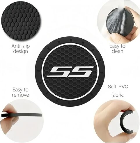 2PCS RS CAR CUP COSTERS SIDSING SILIP NON-SLIP CARATERS 2.75 بوصة متوافقة مع Exhinox Malibu Camaro Traverse Blazer Cruze Trailblazer Trains Sonic Spark Interior Association (Red) in Kuwait