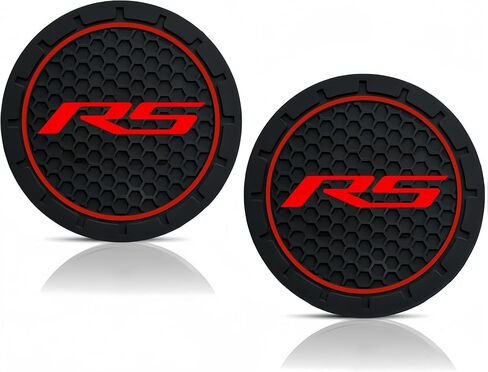 2Pcs RS Car Cup Holder Coasters Stylish Non-Slip Car Coasters 2.75 Inch Compatible with Equinox Malibu Camaro Traverse Blazer Cruze Trailblazer Trax Sonic Spark Interior Accessories (RED) in Saudi Arabia