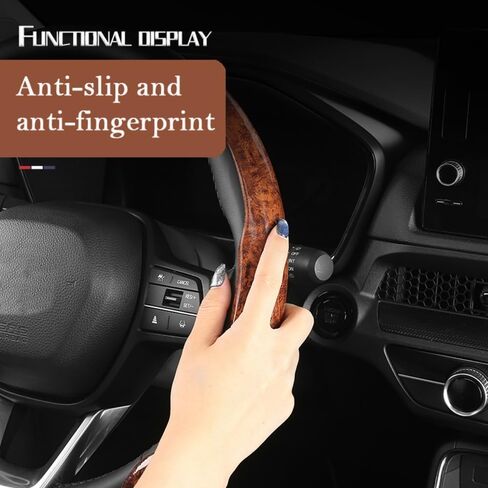 Universal Car Wood Grain Steering Wheel Cover for D-Shaped and Round Steering Wheel of 37-38cm (14.5-15 inches) Protective Cover Anti Slip Auto Interior Accessories (Brown, 3pcs) in Saudi Arabia