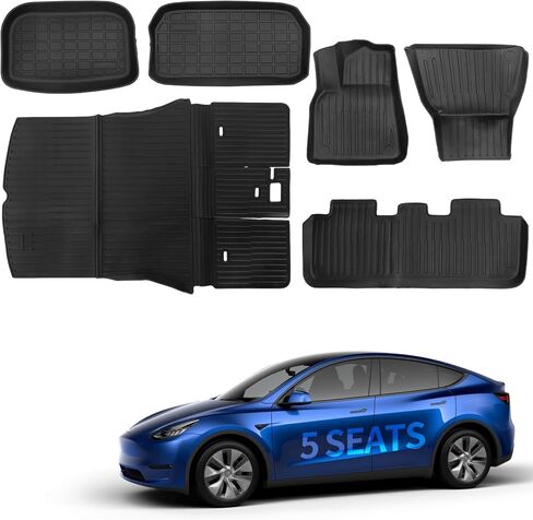 Storage Mats and Cargo Liners Compatible with 2020-2024 Tesla Model Y Trunk Mat 5 Seater TPE All Weather Tray Mats Protector Cover Interior Accessories（3 PCS） in Saudi Arabia