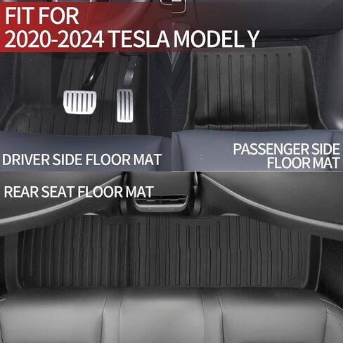 Storage Mats and Cargo Liners Compatible with 2020-2024 Tesla Model Y Trunk Mat 5 Seater TPE All Weather Tray Mats Protector Cover Interior Accessories（3 PCS） in Saudi Arabia