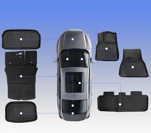 Storage Mats and Cargo Liners Compatible with 2020-2024 Tesla Model Y Trunk Mat 5 Seater TPE All Weather Tray Mats Protector Cover Interior Accessories（3 PCS） in Saudi Arabia