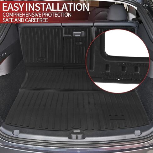Storage Mats and Cargo Liners Compatible with 2020-2024 Tesla Model Y Trunk Mat 5 Seater TPE All Weather Tray Mats Protector Cover Interior Accessories（3 PCS） in Saudi Arabia