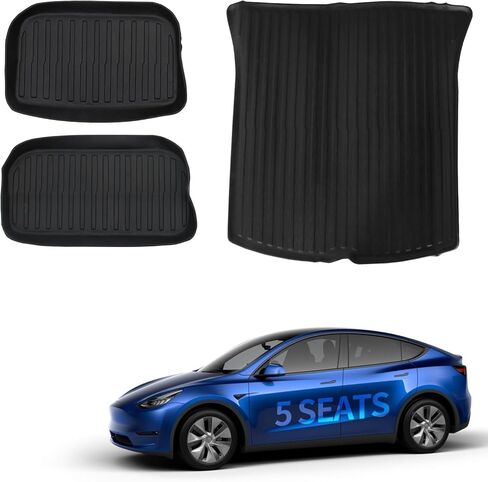 حصائر التخزين وبطانات الشحن المتوافقة مع 2020-2024 Tesla Model Y Trunk Mat 5 مقاعد TPE لجميع الأحوال الجوية غطاء حامي الملحقات الداخلية (3 قطع) in Kuwait