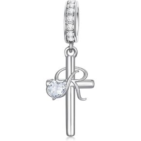 PROESS Initial Cross Charm 925 Sterling Silver Letter A B C Pendant Dangle Charm Beads for Bracelet Initial Cross Jewelry Gifts for Women in Saudi Arabia