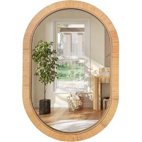 20 × 30 بوصة مرآة راتان بيضاوية للجدار ، وحمام بوهيميا/مرايا بوهو المزرعة ، ومرآة زخرفية غير مرغوب in Saudi Arabia