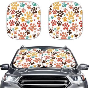 2-Pcs Black Dog Paw Print Sun Shade for Car Windshield Auto Windshield Sunshade Foldable UV Rays Sun Visor Protector Auto Accessories for Most Sedans SUV Van Truck in Saudi Arabia
