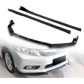Q1-TECH, 9-Piece Front Bumper Lip & Side Skirt Extensions Diffuser Compatible with 2012 Honda Civic 4DR/Sedan (Gen 9th Only), Front Lip Spoiler Air Chin Body Splitter ABS (Matt Black) in Saudi Arabia