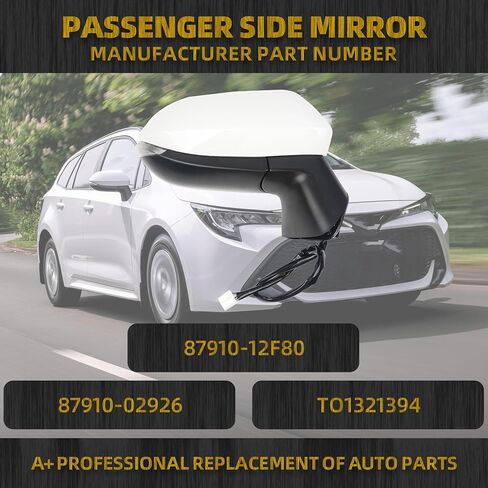 DASBECAN SADENGER Side Door Mirror أبيض متوافق مع 2020-2025 Toyota Corolla SE & SE مدفأة مع إشارة نيلشيد اليمنى الخلفية مرآة مرآة الدليل. in Kuwait