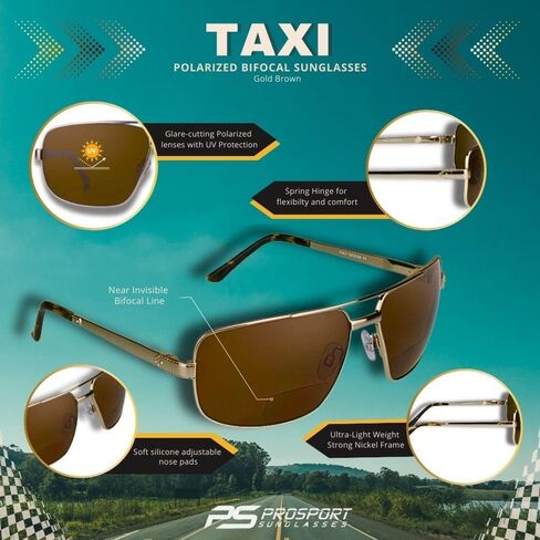 Prosport Square Aviator استقطاب نظارات شمسية ثنائية البؤرة قراء المستطيلات الصيد يقود ركوب القوارب المعدنية الرمادية الداكنة الرجال النساء in Saudi Arabia