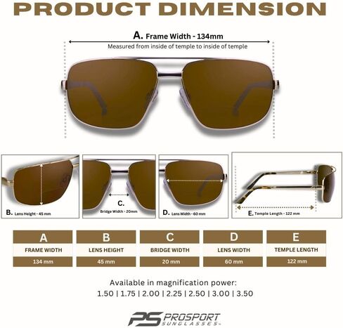 Prosport Square Aviator استقطاب نظارات شمسية ثنائية البؤرة قراء المستطيلات الصيد يقود ركوب القوارب المعدنية الرمادية الداكنة الرجال النساء in Saudi Arabia