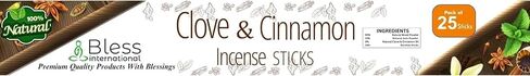 Bless-International Clove And Cinnamon 100%-Natural-Incense-Sticks Handmade-Hand-Dipped Organic-Chemicals-Free for-Purification-Relaxation-Positivity-Yoga-Meditation The-Best-scents (25 Sticks (40GM)) in Saudi Arabia