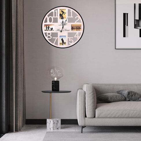 Large Wall Clock with Picture Frames Collage Deco Silent Rustic Farmhouse Wall Clock Battery Operated Oversized Wall Clocks for Living Room Home Kitchen 24 Inch in Saudi Arabia