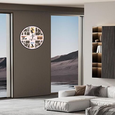 Large Wall Clock with Picture Frames Collage Deco Silent Rustic Farmhouse Wall Clock Battery Operated Oversized Wall Clocks for Living Room Home Kitchen 24 Inch in Saudi Arabia