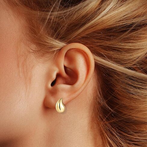 wgoud 6 Pairs Gold Hoop Earrings for Women,14K Gold Plated Lightweight Chunky Open Teardrop Hoops for Women,Trendy Gold Twisted Huggie Hoop Earrings in Kuwait