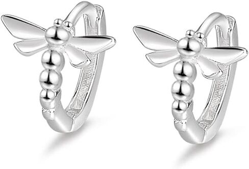 Cute Dragonfly Cartilage Mini Hoop Earrings for Women 925 Sterling Silver Tragus 2nd 3rd Hole Tiny Huggie Hoops Hypoallergenic 7mm Cuffs Earring Fashion Jewelry Gifts Christmas in Saudi Arabia