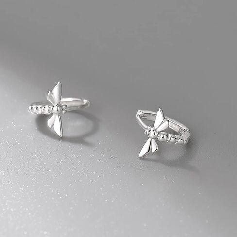 Cute Dragonfly Cartilage Mini Hoop Earrings for Women 925 Sterling Silver Tragus 2nd 3rd Hole Tiny Huggie Hoops Hypoallergenic 7mm Cuffs Earring Fashion Jewelry Gifts Christmas in Saudi Arabia