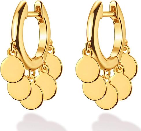 BENEIGE Gold Dangle Huggie Hoop Earrings for Women 14k Gold Plated Dainty Dangle Hoops Earrings Boho Beach Handmade Hypoallergenic Jewelry Gift in Saudi Arabia