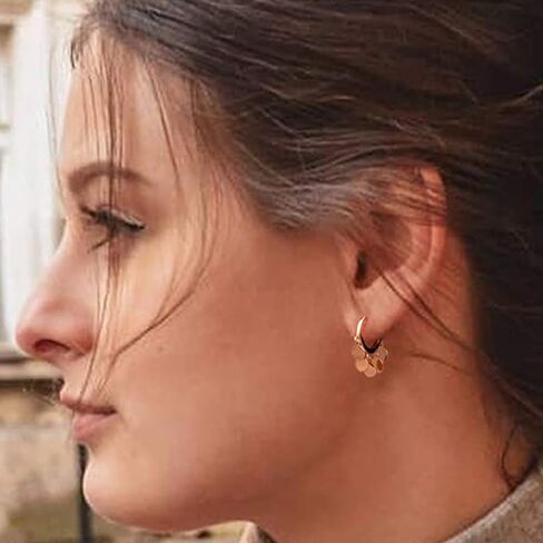 BENEIGE Gold Dangle Huggie Hoop Earrings for Women 14k Gold Plated Dainty Dangle Hoops Earrings Boho Beach Handmade Hypoallergenic Jewelry Gift in Saudi Arabia