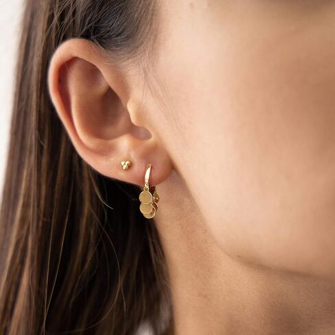 BENEIGE Gold Dangle Huggie Hoop Earrings for Women 14k Gold Plated Dainty Dangle Hoops Earrings Boho Beach Handmade Hypoallergenic Jewelry Gift in Saudi Arabia