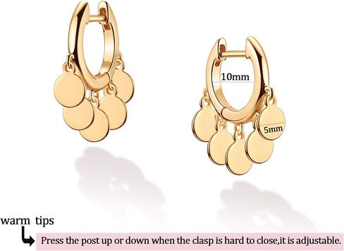 BENEIGE Gold Dangle Huggie Hoop Earrings for Women 14k Gold Plated Dainty Dangle Hoops Earrings Boho Beach Handmade Hypoallergenic Jewelry Gift in Saudi Arabia