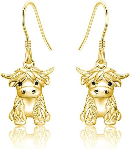 أقراط بقرة Yafeini Highland 925 Sterling Sliver Cow Dangle أقراط المرتفعات للمجوهرات للنساء in Saudi Arabia