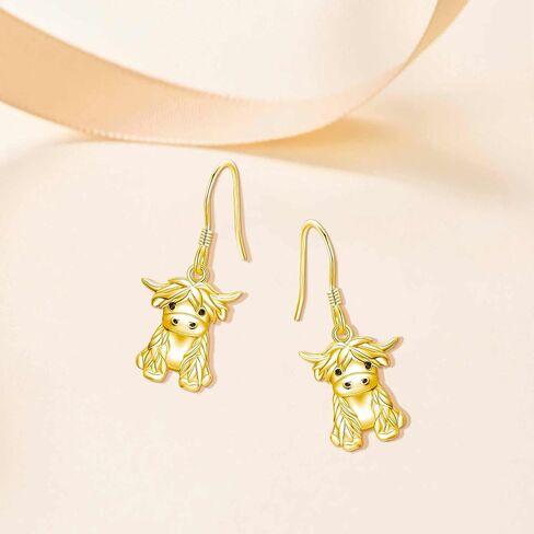 أقراط بقرة Yafeini Highland 925 Sterling Sliver Cow Dangle أقراط المرتفعات للمجوهرات للنساء in Saudi Arabia