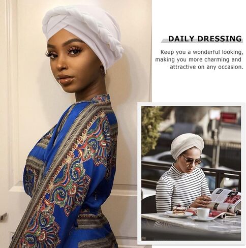 DRESHOW عمامة غطاء شعر جدائل ملتوية مسبقًا مربوط قبعة التفاف قبعة أفريقية أغطية رأس للنساء السود غطاء للسرطان الكيميائي in Kuwait