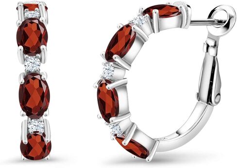 Gem Stone King 925 Sterling Silver Purple Amethyst Hoop Earrings For Women (3.78 Cttw, Gemstone Birthstone, Oval 6X4MM) in Saudi Arabia