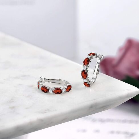 Gem Stone King 925 Sterling Silver Purple Amethyst Hoop Earrings For Women (3.78 Cttw, Gemstone Birthstone, Oval 6X4MM) in Saudi Arabia