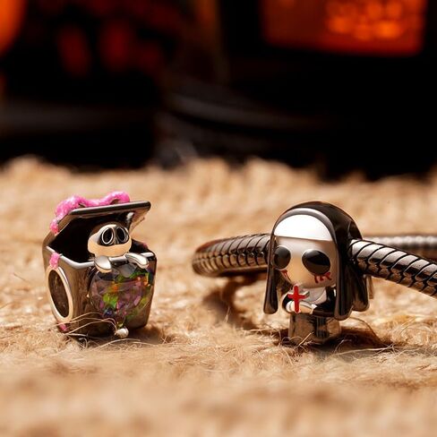 GNOCE HALOWEEN GHOST NUN Charm Sterling Silver Bead Halloween Halloween FIT BRACELET/NETLACE for Women/Jewelry Gift in Saudi Arabia