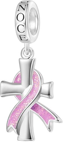GNOCE Breast Cancer Awareness Pendant Dangle Charm Sterling Silver Bead Charm Fit Bracelet/Necklace for Women Wife/Jewelry Gift in Saudi Arabia