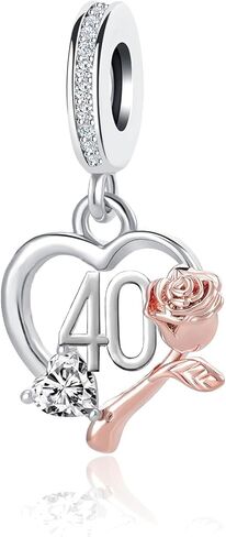 رقم عيد الميلاد 13th 16th ١٨ 21 ايني و40th 50th 60th Heart Dangle Charm متوافق مع سوار Pandora in Saudi Arabia